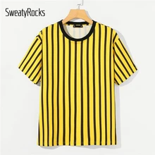 SweatyRocks, мужская полосатая футболка с коротким рукавом, уличная одежда, желтые футболки, модная одежда, летняя одежда для активного отдыха, повседневные мужские футболки