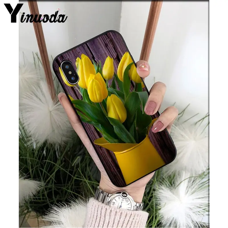 Yinuoda Tulip flower Colorful Cute Phone Accessories Case for Apple iPhone 8 7 6 6S Plus X XS MAX 5 5S SE XR Mobile Cover