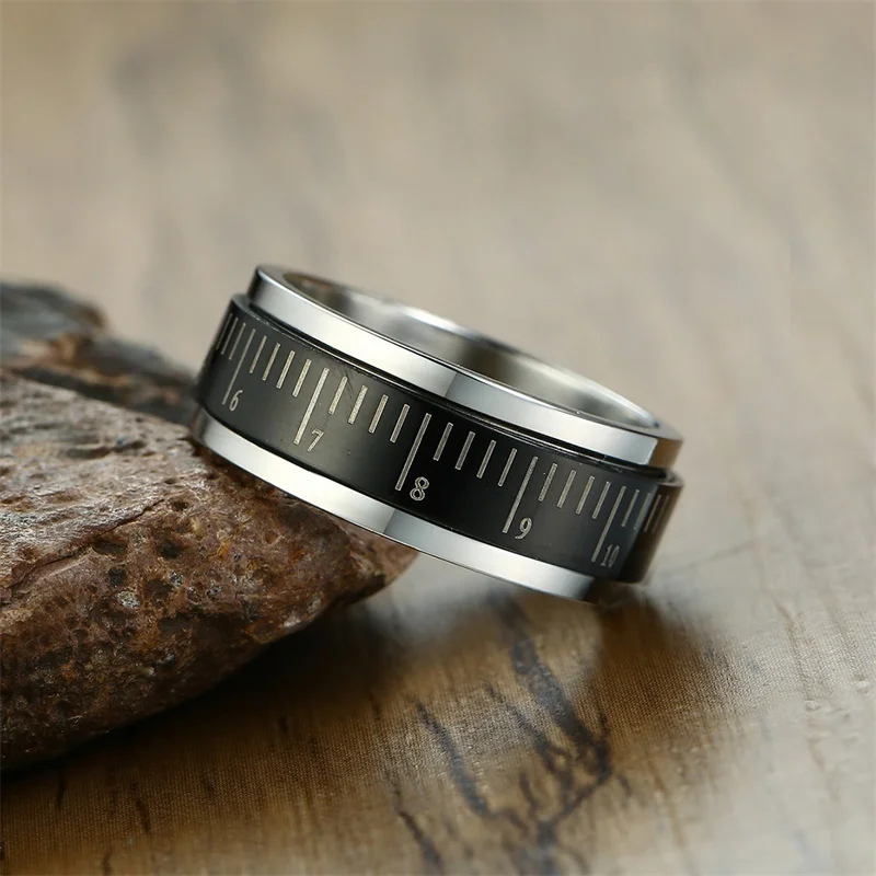 Спиннер кольцо из нержавеющей стали черный 8 мм линейка спиннинг байкер Мужские кольца тревога