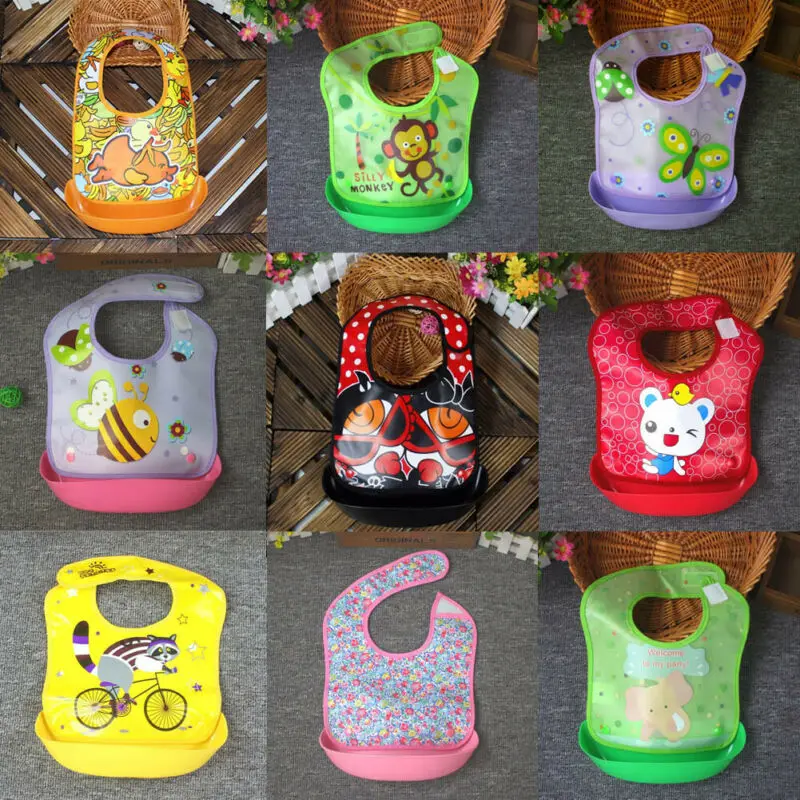 

Waterproof Newborn Baby Infants Silicone Bibs Dinner Lunch Saliva Aprons Towel