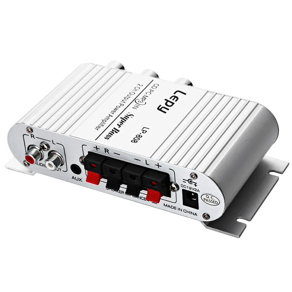 Lepy LP 808 Портативный 12V Супер бас усилитель совместим с мотоциклом MP3 отслеживанием