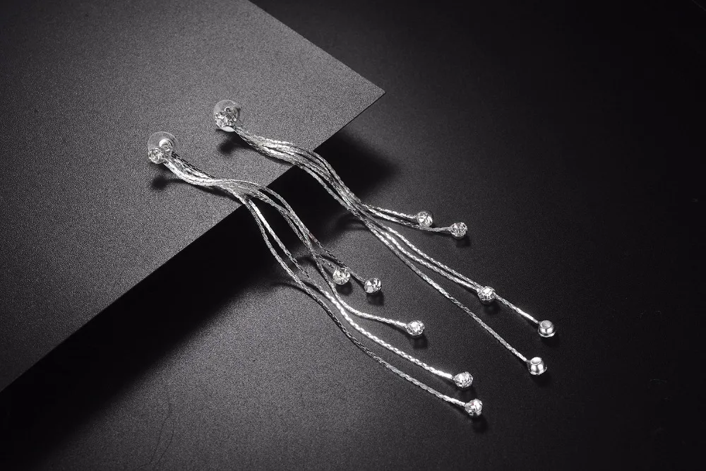 Jiayiqi 2017 Brand New Fashion Rhinestone Crystal Drop Earring Statement Dangle Long Tassel Earrings Pendientes Summer Style