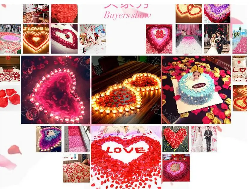 Свадебные декоративные предметы, цветы, искусственные лепестки роз(ткань); широко используется в свадебных машинах, свадебных комнатах, обедах
