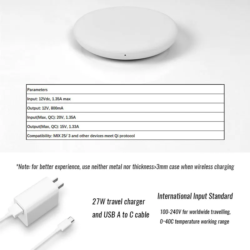 27W Plug Original Xiaomi Wireless Charger 20W Max 15V Apply to Xiaomi Mi9 MiX 2S Mix 3 Qi EPP10W For iPhone XS XR XS MAX