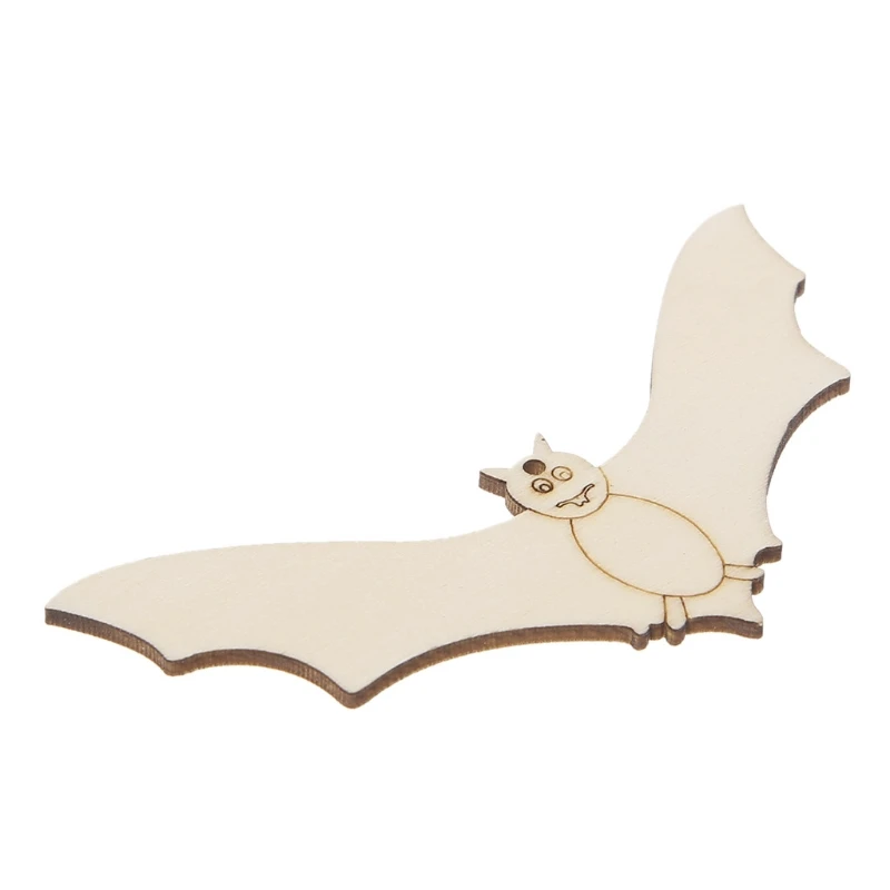 

10Pcs Wooden Halloween Bat Pendant Tag Home Office Decor DIY Ornaments With Rope
