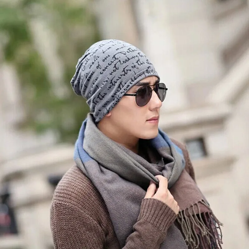 Весенняя мода Для мужчин вязаные зимние шапочки, повседневные шапочки для Для мужчин одноцветное Цвет хип-хоп Сутулятся Skullies в капот Кепка в стиле унисекс шапка