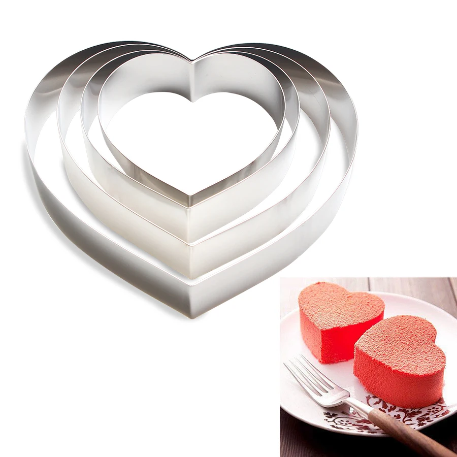 7-14 дюймов сердце круг Форма Свадебный резак для печенья, мастики форма для Мусса кольцо для торта выпечки Кондитерские украшения пресс-форма для кухни