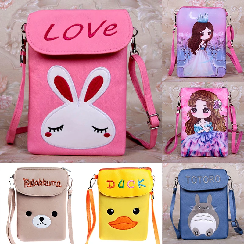 

2019 cute cartoon kids Women Girl boy PU Leather bag For Iphone Samsung Xiaomi Huawei HTC Sony Asus phone Case Shoulder pouch