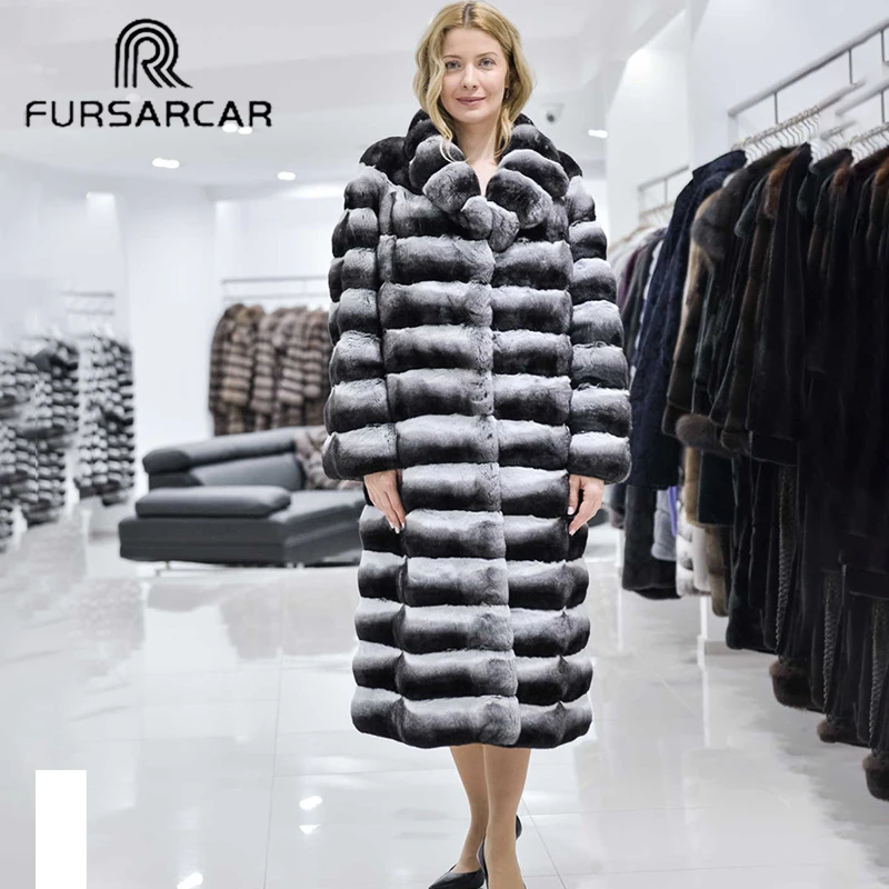 

FURSARCAR 2019 New Natural Rex Rabbit Fur Coat Short Fur Coats Women Winter Thichk Warm Rabbit Fur Female Jacket Genuine Leather