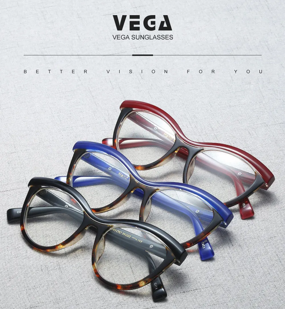 VEGA New Fashion CatEye Glasses Frame Ladies Women Eyeglasses Frames Women Cat Eye Brand Design Clear Lenses Black Leopard 214 (1)