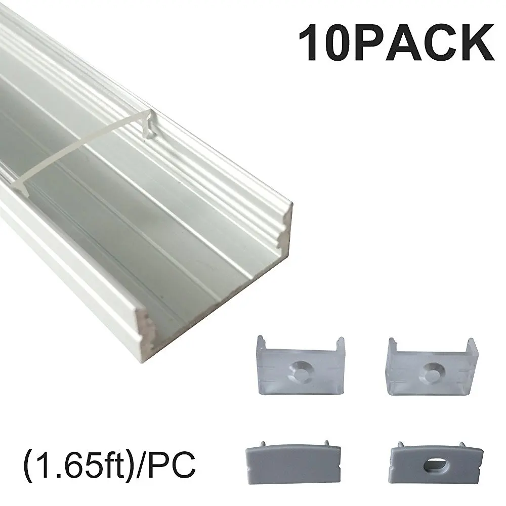 

U-shape Anodized silver aluminum extrusion with flange for both recessed and surface mount LED lighting projects