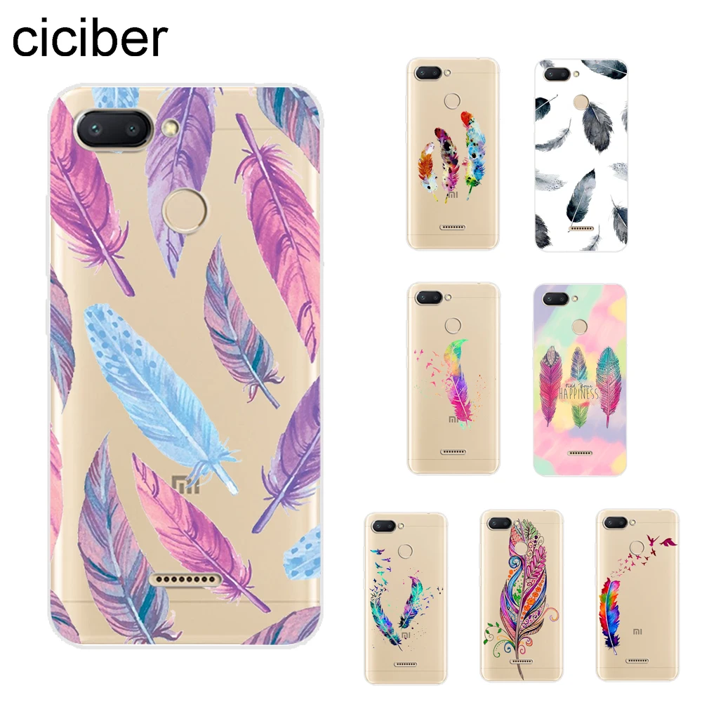 

ciciber Fashion Feather Cover For Redmi 6 5 4 3 A X 3S Plus Pro Phone Cases For Redmi Note 7 6 5 4 X A Pro Coque Soft TPU Shell