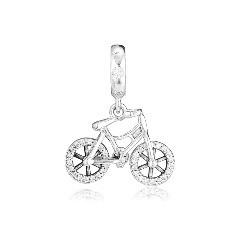 

Brilliant Bicycle Pendant Crystal Silver 925 Jewelry Clear CZ Charms for Bracelets 2019 Spring Silver Charms for Jewelry Making