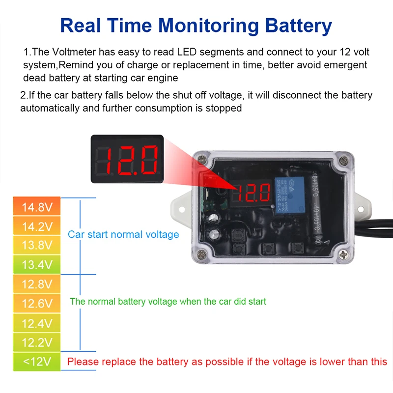 Universal 12v Car Battery Switch Disconnect Remote Control Cut Off Voltmeter Display Power Master Switches Isolator+ Gloves