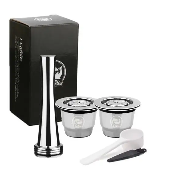 Капсула Nespresso reutilable Inox 2 в 1 использование Nespresso многоразовая капсула Crema Espresso многоразовая Nespresso - Цвет: 2capusles 1tamper