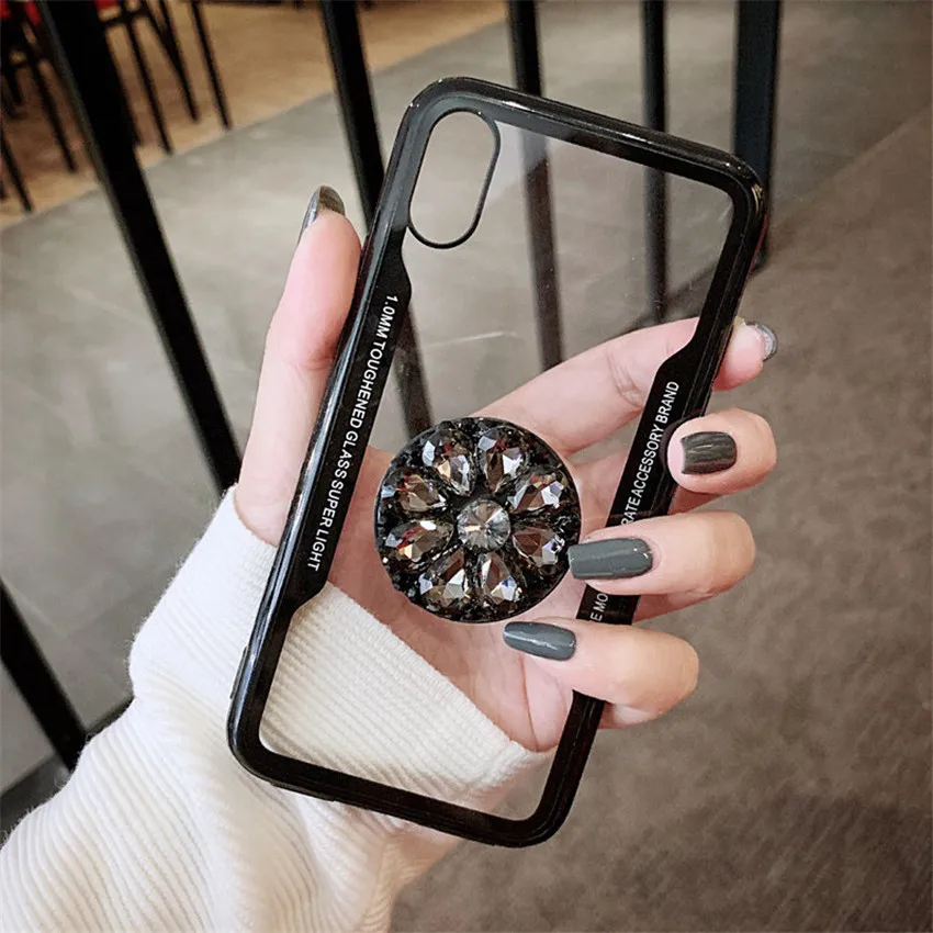 

Luxury Glitter Rhinestone Grip Holder Silicone Phone Case For Samsung Galaxy S10 S6 S7 Edge S8 S9 Plus Note 5/8/9
