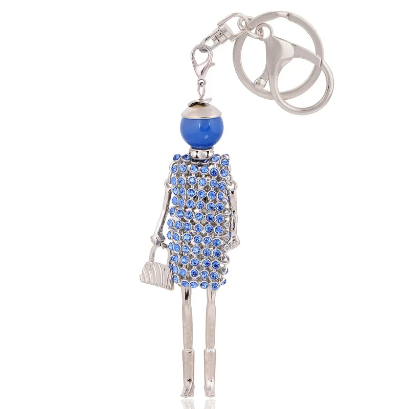 

new arrival blue rhinestone keychains for women bag crystal key chain cute keyring car pendant bag charm key ring jewelry