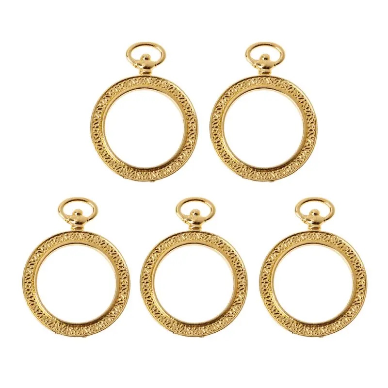 

5Pcs Metal Frame Pocket Watch Pendant Bezel Setting Resin Charm Jewelry Making 3.5 x 2.7 cm