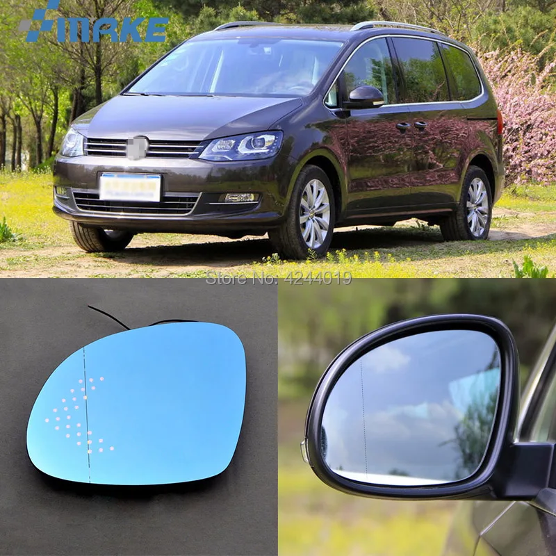 SmRKE автомобиль Фольксваген-шаран зеркало заднего вида широкоугольная Гипербола синее зеркало светодиодная стрела поворотные сигнальные