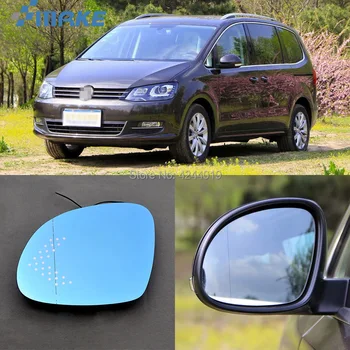 

smRKE For VW Volkswagen Sharan Car Rearview Mirror Wide Angle Hyperbola Blue Mirror Arrow LED Turning Signal Lights