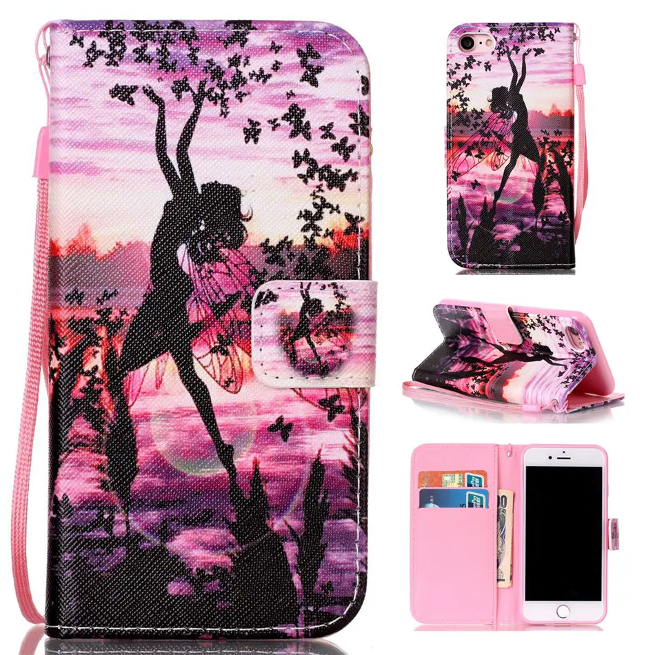 DEEVOLPO чехол для apple iPhone 8 7 6 6S Plus 5s SE Capa для ipod touch 5 6 модные Fundas Бабочка девушка Сова Бумажник крышка DP03E
