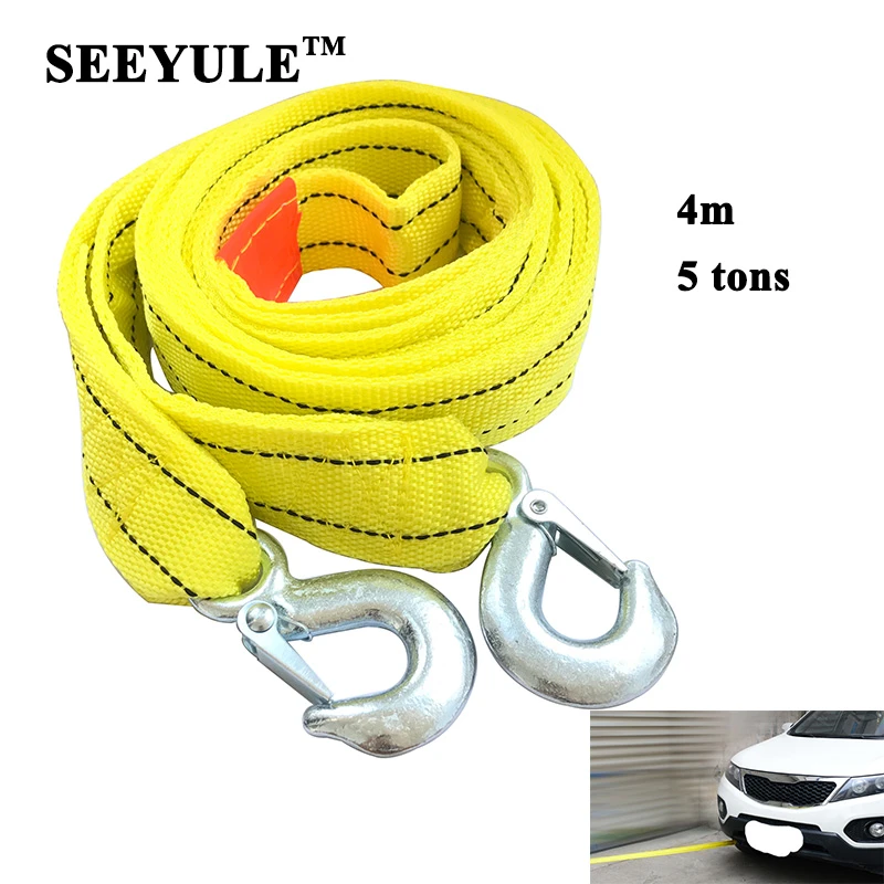 1pc車の牽引ロープベルト4メートル5トンの緊急トレーラーヘビーデューティプルバーストラップ高強度フックアクセサリーvw Bmw Tow Bar Tow Hooktow Tow Bar Aliexpress