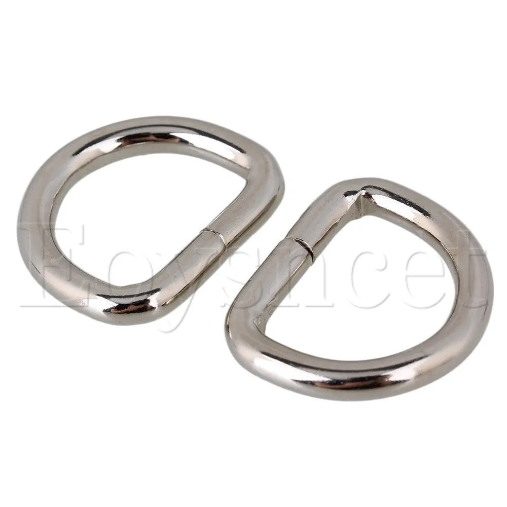 

20x Silver Metal D Ring for Webbing Hand Bag Nickel Plated Steel D Ring 2cm