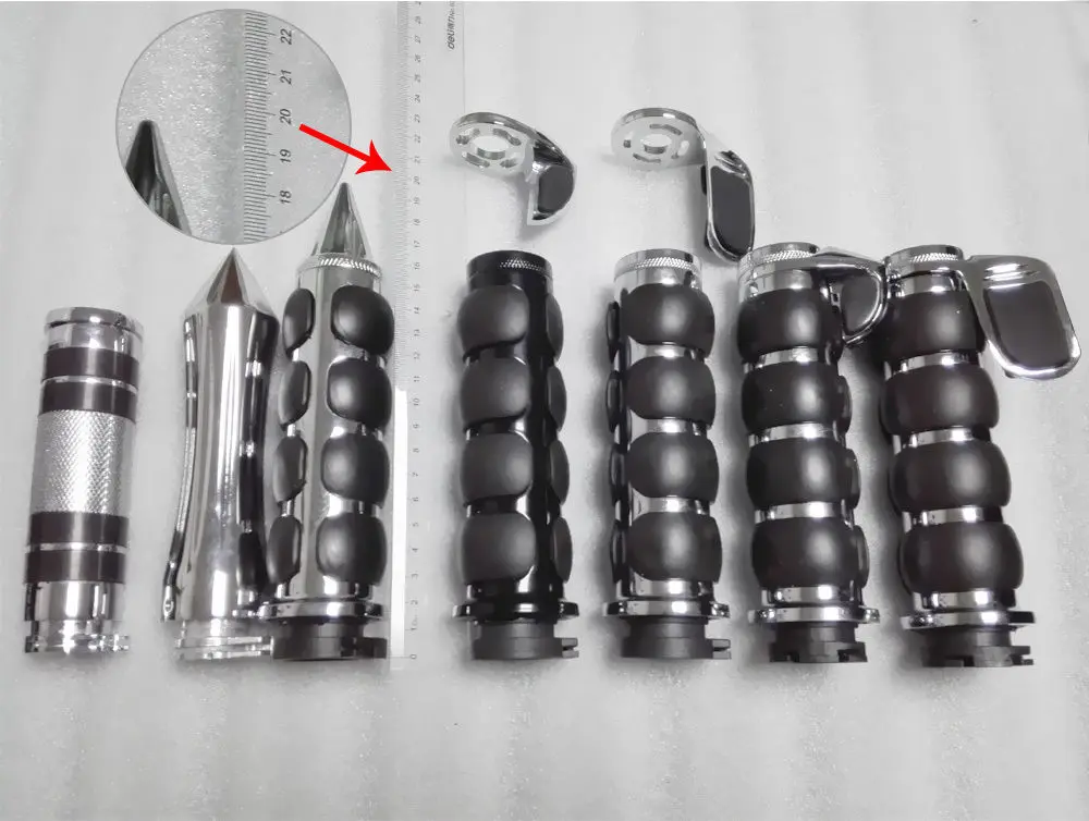 1" 7/8" 22MM Chrome Black Motorcycle Handlebar Hand Grips Non Slip