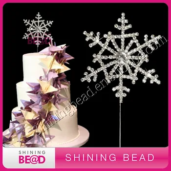 

Free Shipping!New high quality snowflake shape rhinestone cake topper,snowflake clear rhinestone cake topper for winter party