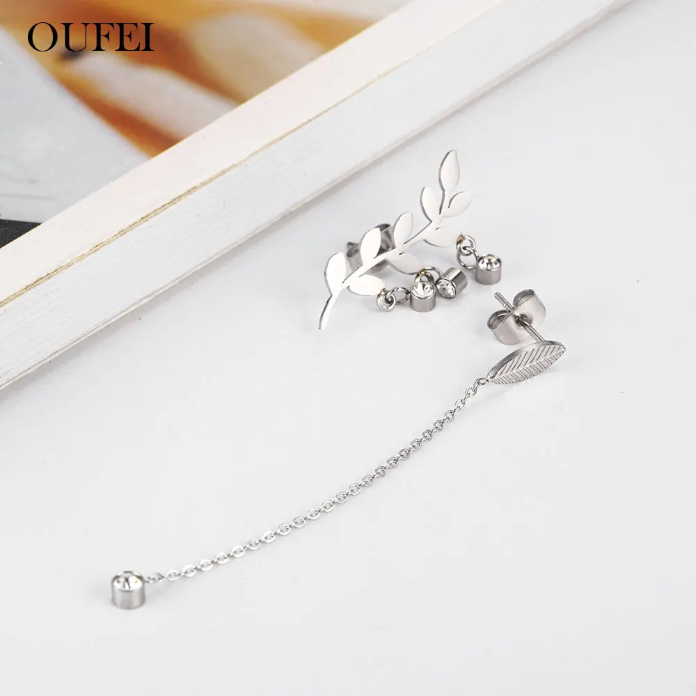 

OUFEI Stainless Steel Jewelry Woman Vogue 2019 Asymmetry Stud Earrings For Women Jewelry Accessories wholesale lots bulk