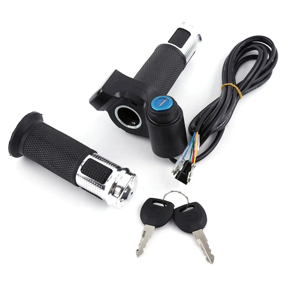 

4 Colors Twist Throttle Grip Handlebar With LED Display Screen Handle With Key Knock For Electric Bike Display Indicator/Lock