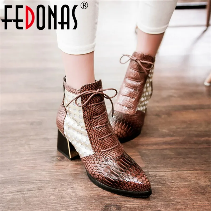

FEDONAS New Fashion Mixed Colors Pu Leather Women Ankle Boots Party Shoes Woman Animal Prints Female Short Boots Big Size Shoes