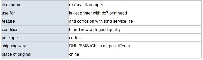 dx7 uv ink damper