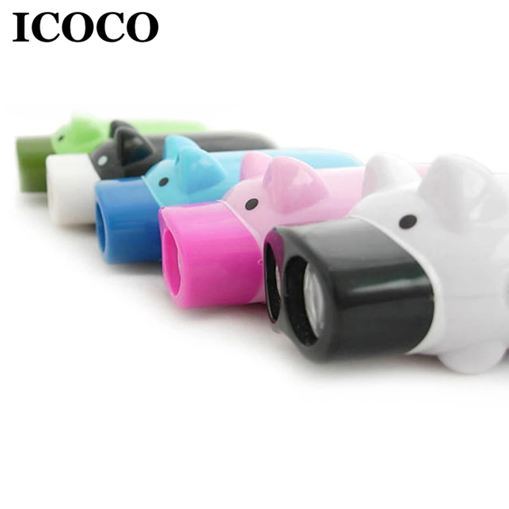 

ICOCO Portable 2 LEDs Mini Hand Crank Cartoon Pig Torch Self-generating LED Flashlight Random Color Drop Shipping Sale