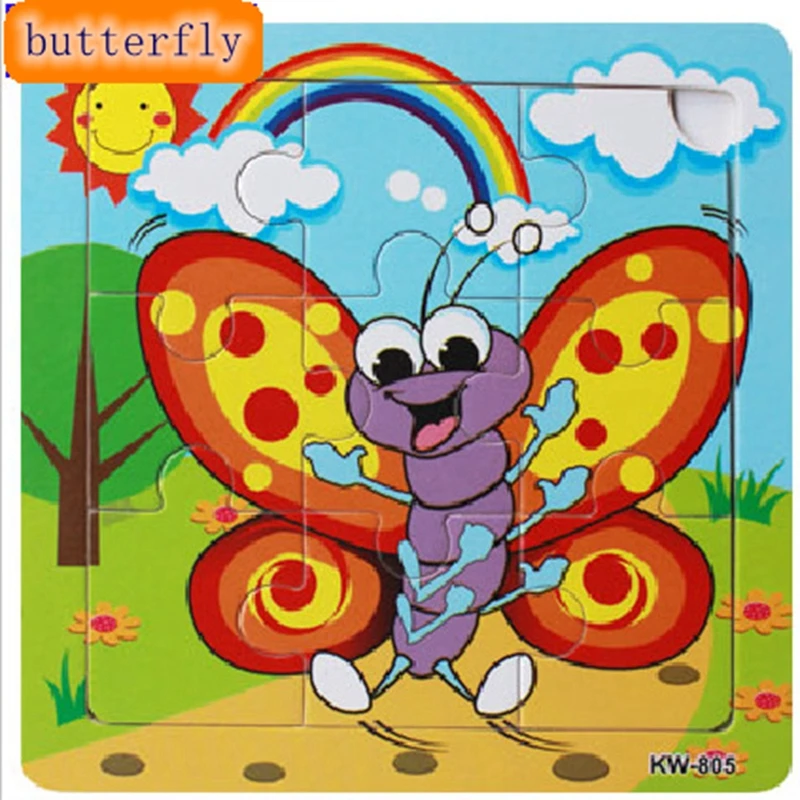 

Wooden Puzzle Cartoon butterfly Toys Educational Developmental Baby Training Toys For Children Animals Puzzles Jigsaw MP212