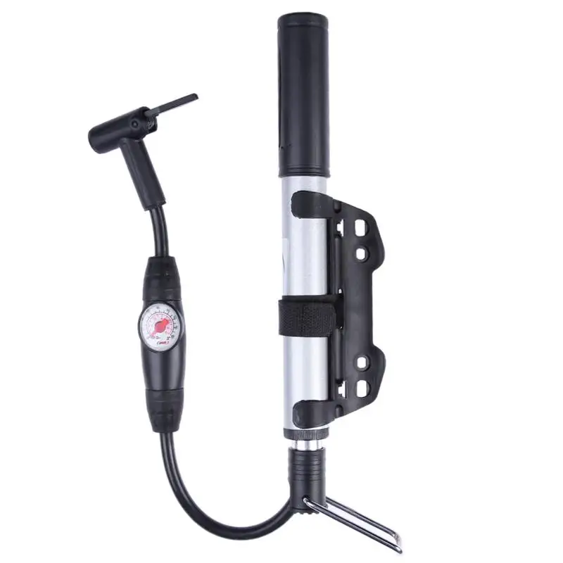 Bicycle Pump With Gauge High Pressure Hand Mini Pump Hose Air Inflator