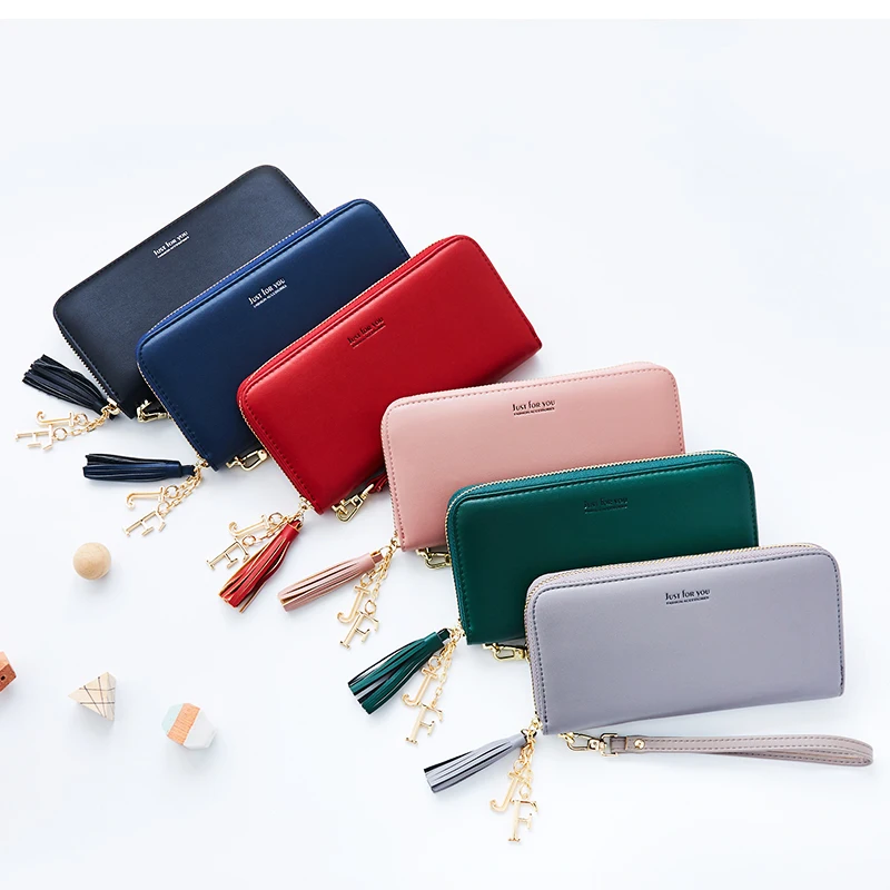 Tassel Wristband Women Wallet Many Departments Female Wallets Brand Designer Ladies Long Clutch Purses Phone Pocket Card Holder