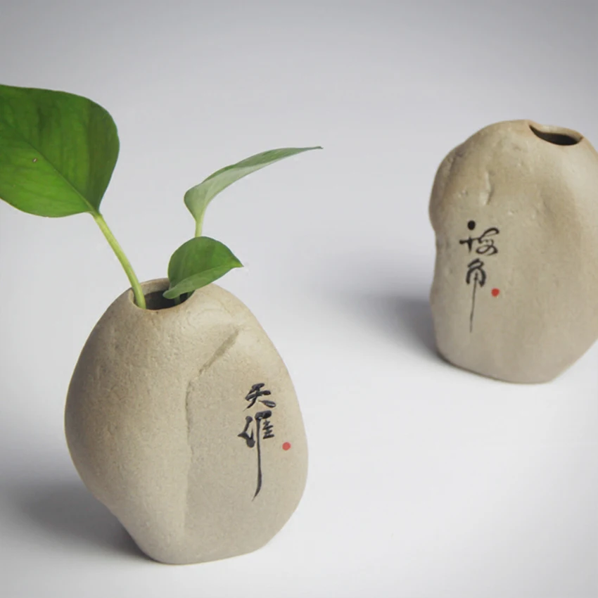 2pcs artificial stone vases Stone Imitation Handmade Ceramic Flower