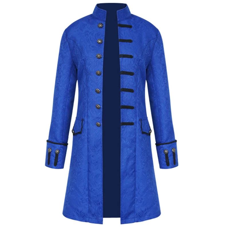 

2019 Men's Coat Solid Color Fashion Punk Retro Male Uniform Collar Windbreaker Men Outwear t342