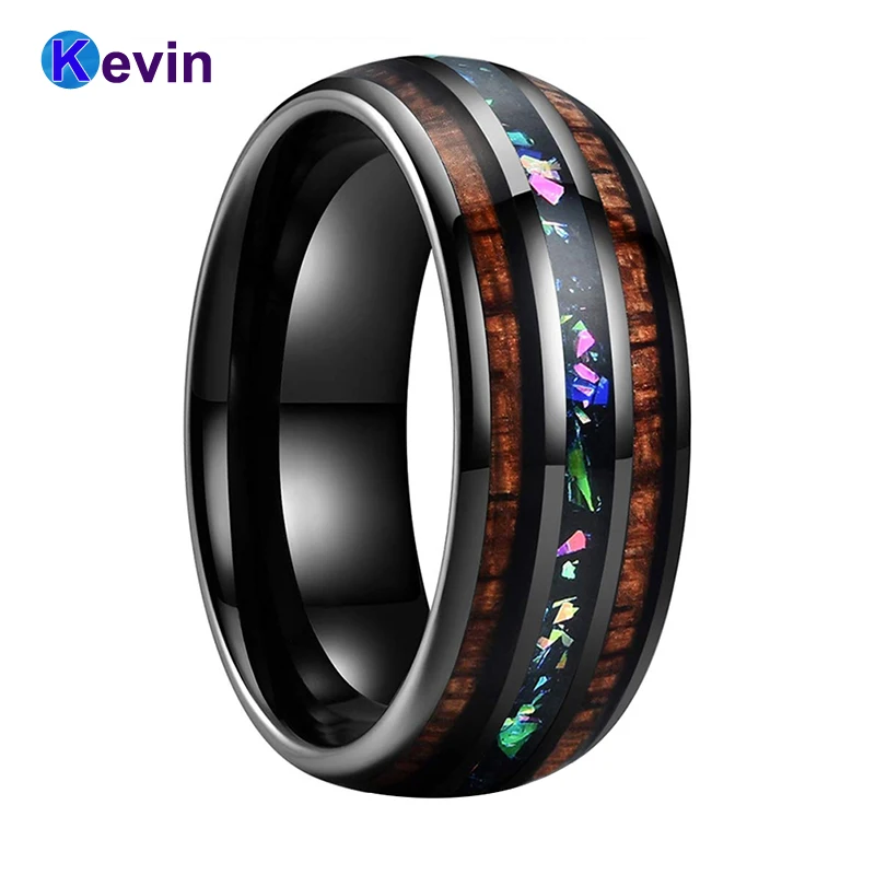 Black Wedding Ring Tungsten Wedding Band For Men Women With Fire