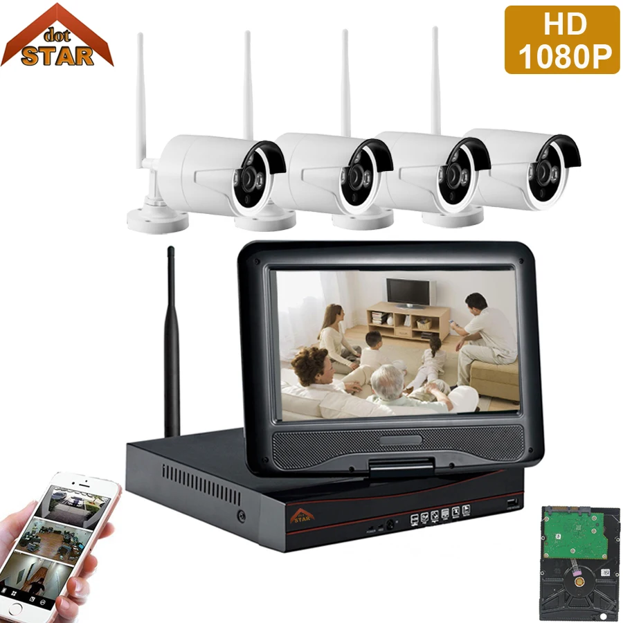 Stardot 4CH Беспроводная IP камера Wifi NVR комплект 1080P HD Открытый ИК Ночное Видение сеть
