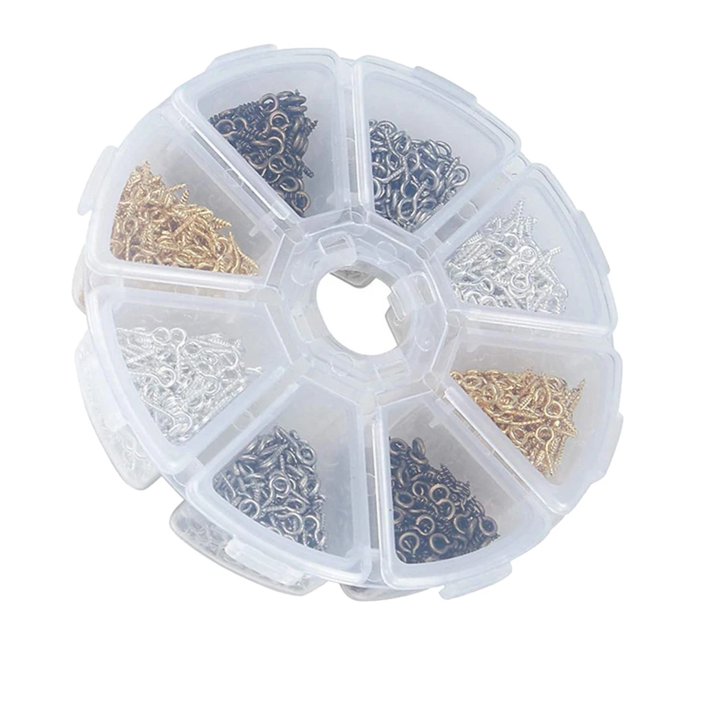 MagiDeal 800pcs Eye Hook Screw Pin Clasp Jewelry Finding DIY Necklace Bracelet Charms