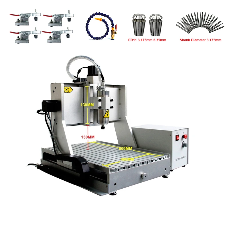

High Version 3 4 AXIS 6040 ZH VFD 1500W CNC Router with USB port and free ER11 collet chuck coolant pipe drilling bits
