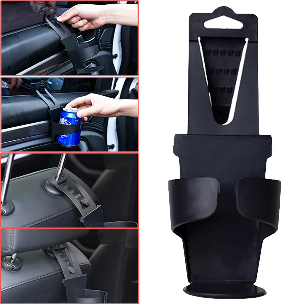 Window Seat Headrest Universal Vehicle Car Truck Door Mount Drink Bottle Cup Holder Stand Black Car Interior Accessories#621