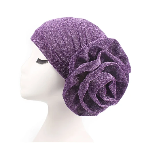 Хиджабы для женщин эластичная чалма голова Кепка шапка для девушек аксессуары для волос мусульманский шарф Кепки - Цвет: 01 Purple