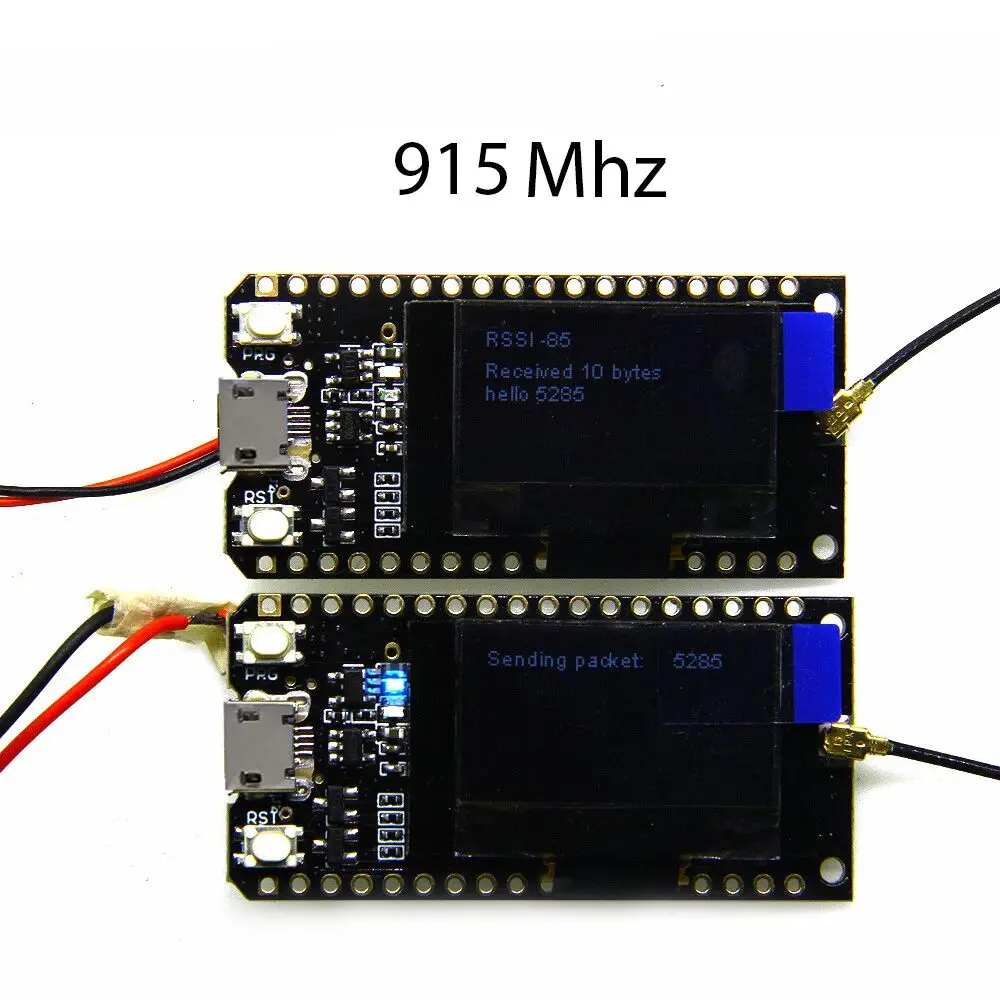 2 шт. TTGO 868 МГц/915 МГц SX1276 ESP32 LoRa 0,96 дюймовый синий oled-дисплей Bluetooth wifi комплект esp32 модуль IOT макетная плата - Цвет: 915MHZ