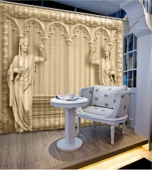 

Statue Style Pattern Full Light Shading 3D Curtains for Bedroom Living Room Luxury Curtains Accept Customization any size CL-010