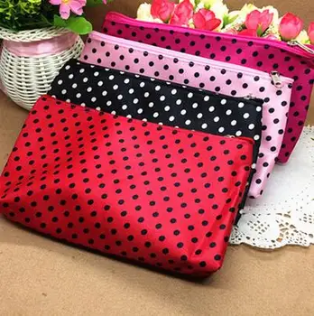 

Rectangle shaped Dots pattern Portable Cute Multifunction Beauty Travel Cosmetic Bag Makeup Case For Women