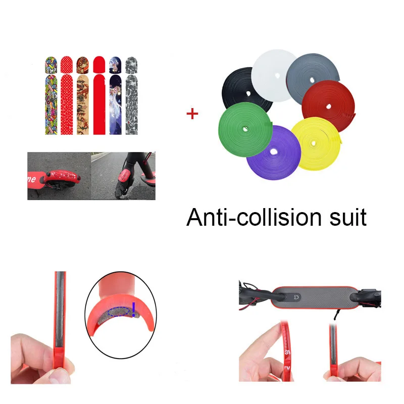 

Xiaomi M365 Scooter Front Back Fender Sticker Anti-slip Sticker Bumper Protective Scooter Whole Body Strips Collision Suit Parts