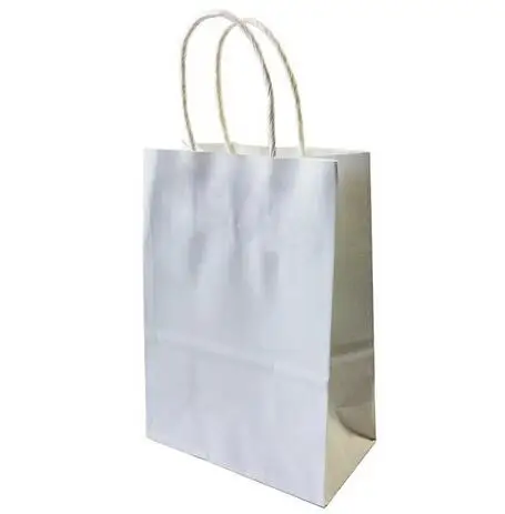40 шт./лот крафт-бумажный пакет с ручками/21*15*8 см/праздничные подарочные пакеты для свадьбы, дня рождения, вечерние - Color: White color